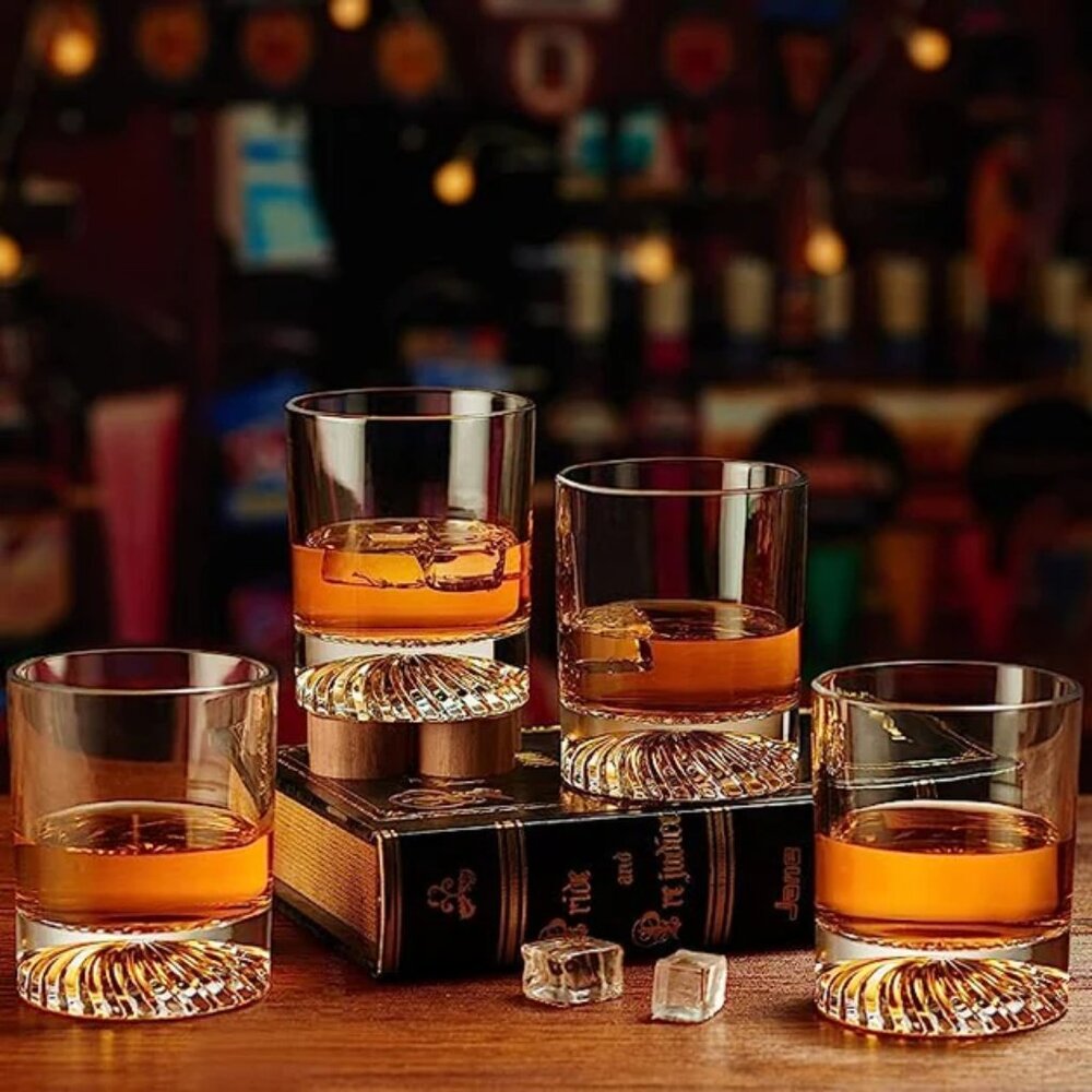 OPAYLY Whiskey Glasses Set of 4 Crystal Old Fashioned 12 oz Tumblers NIB